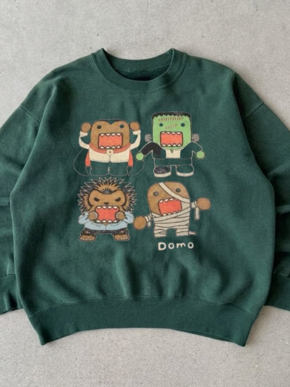 Gildan Forest Green Domo Kun Mummy Frankenstein Graphic Sweatshirt